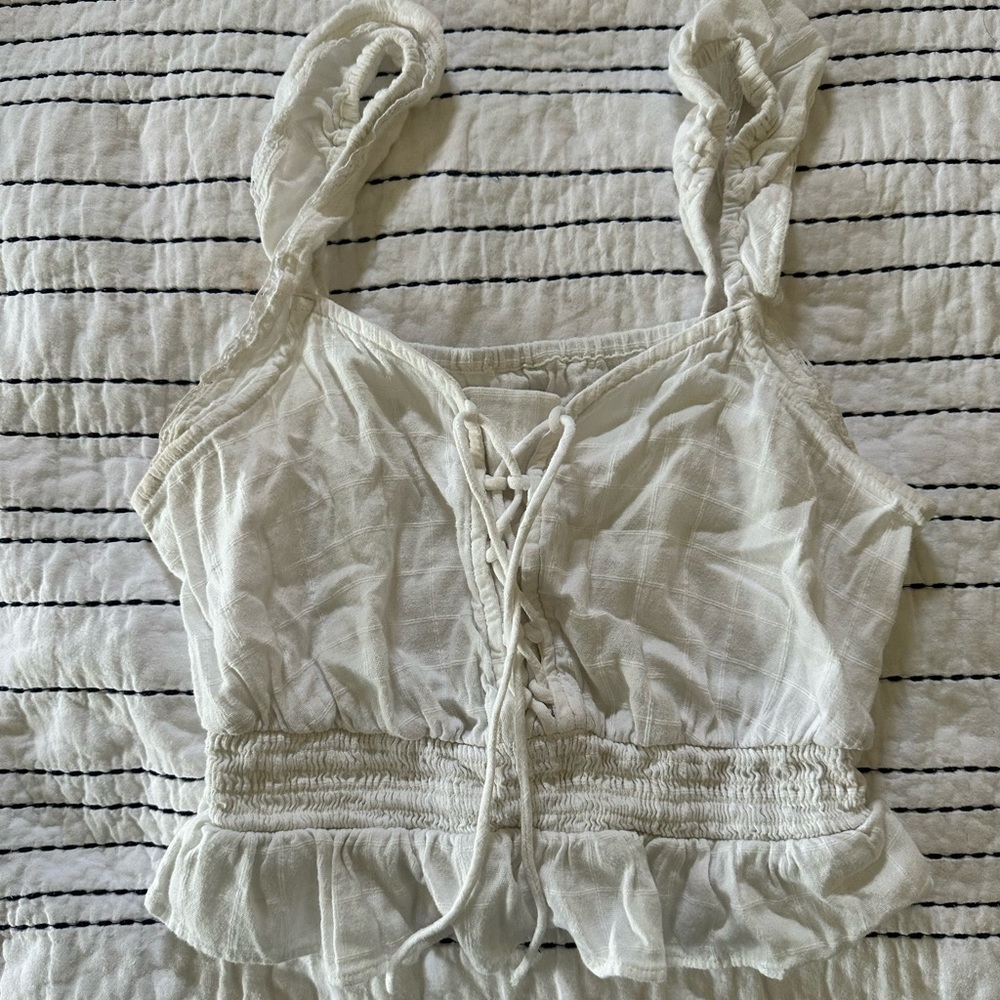 Aeropostale white milkmaid ruched top